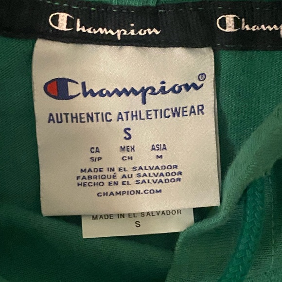 CHAMPION FOREST GREEN Center Chest Logo Waffle Hoodie Small NWT - Picture 5 of 5